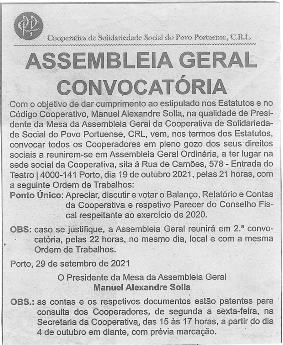 ASSEMBLEIA GERAL CONVOCATÓRIA