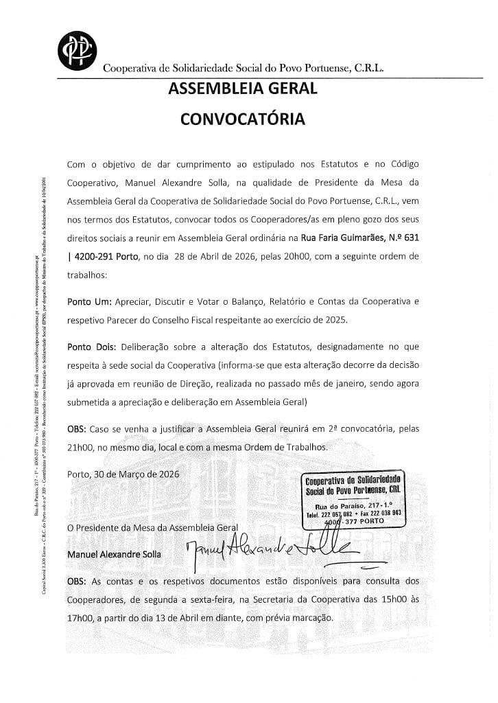Convocatória Assembleia Geral
